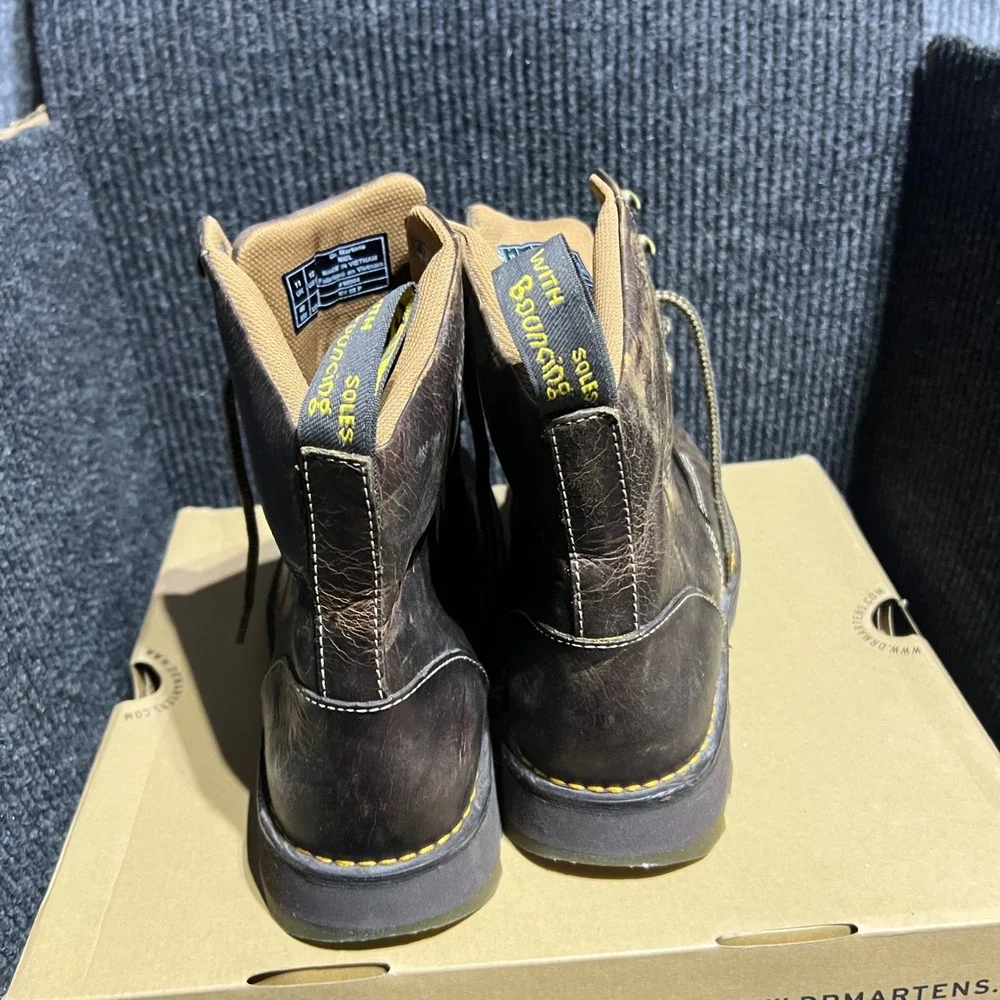 Dr Martens Niel Greenland Boots Mens 12 Brown Distressed Leather Lace Up Grunge
